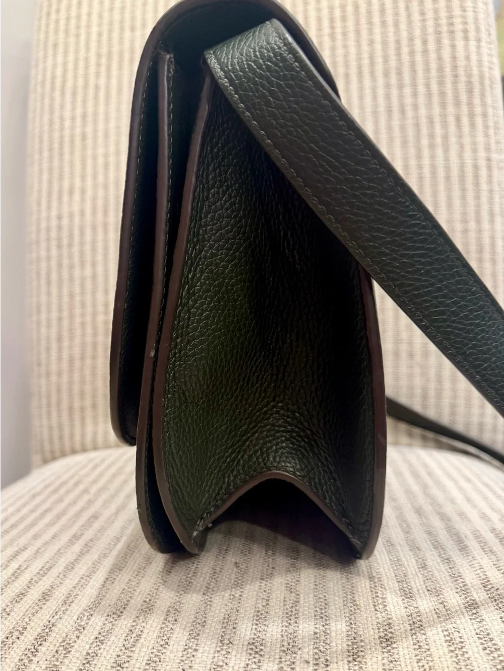 EUC Tory Burch Dark Green Pebbled Leather Crossbody Bag with Matching Wallet - Picture 4 of 16